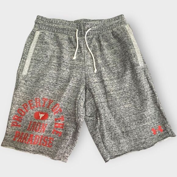 Under Armour UA Mens Project Rock Gray Terry Statement Shorts size Medium NWT - Picture 1 of 9